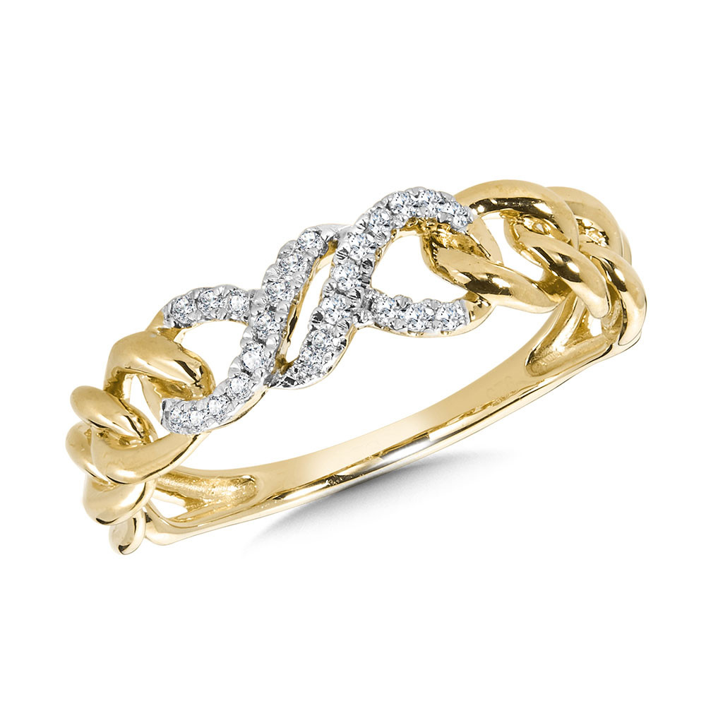 10kt Yellow Gold Diamond Fashion Link Ring