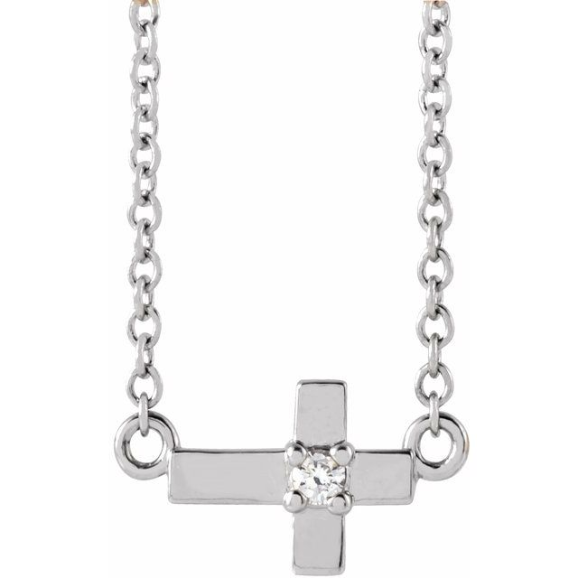 SS 16" Diamond Cross Necklace