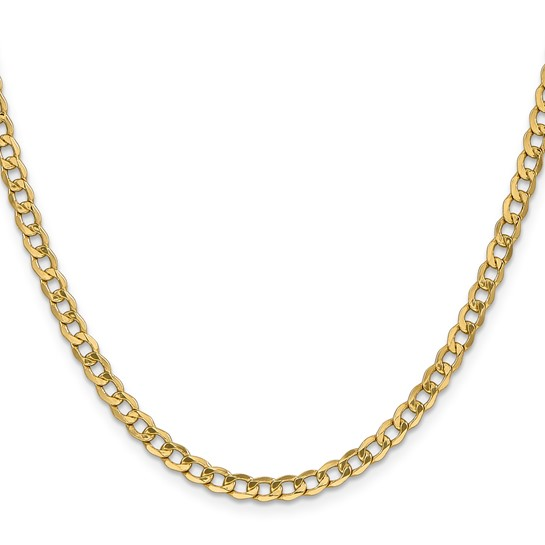 10kt Yellow Gold Semi-Solid 4.3mm Curb Chain 24"