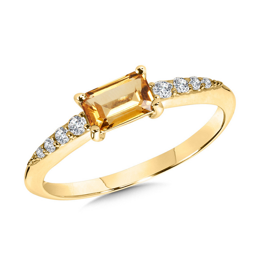 14kt Yellow Gold Diamond and Citrine Ring