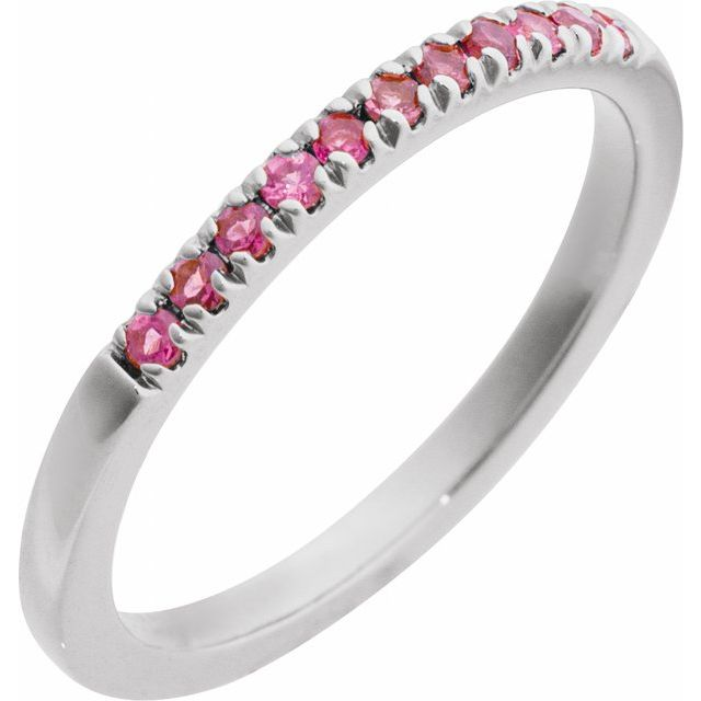 STERLING SILVER PINK TOURMALINE STACKABLE RING (OCTOBER BIRTHSTONE)