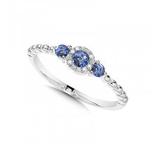 14kt White Gold Diamond and Sapphire Fashion Ring