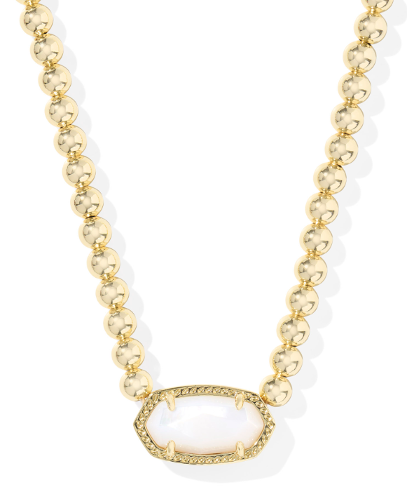 KEDNRA SCOTT GOLD PLATED ELISA MOTHER OF PEARL CRYSTAL NECKLACE