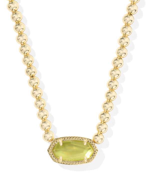 KENDRA SCOTT GOLD PLATED GREEN MOTHER OF PEARL CRYSTAL PENDANT