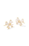 Kendra Scott Gold Plated White Drusy Bow Earrings