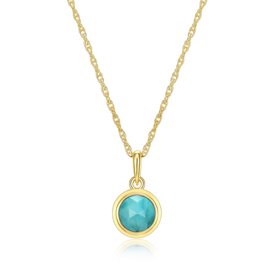 STERLING SILVER GOLD PLATED BEZEL SET WITH SYNTHETIC TURQUOISE (DECEMBER BIRTHSTONE)