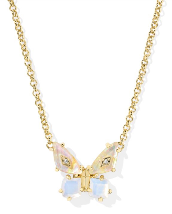 KENDRA SCOTT GOLD PLATED IRIDESCENT BUTTERFLY NECKLACE