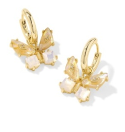 KENDRA SCOTT GOLD PLATED WHITE AND IRIDESCENT BUTTERFLY DANGLE EARRINGS