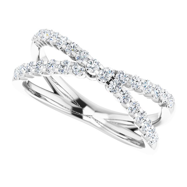 14KT WHITE GOLD CRISS CROSS FASHION RING CONTAINING LAB-GROWN DIAMOND LGD=.50CTTW