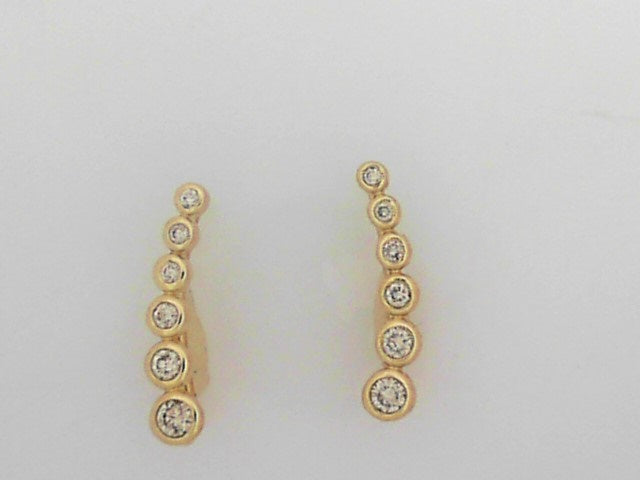14kt Yellow Gold Diamond Bezel Climber Earrings
