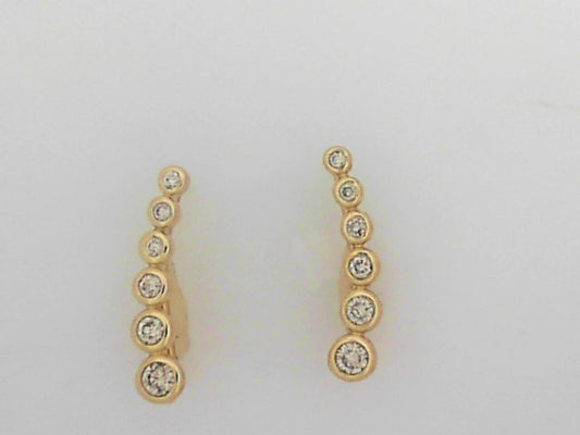 14kt Yellow Gold Diamond Bezel Climber Earrings