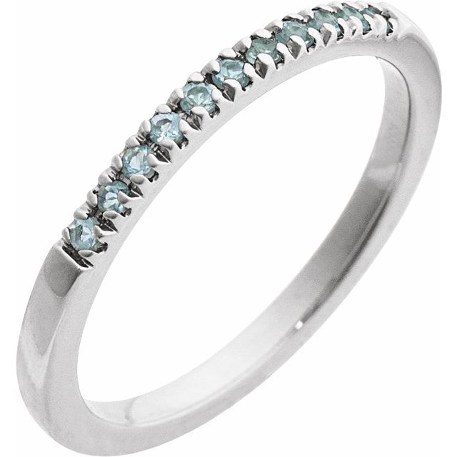 STERLING SILVER STACKABLE RING (AQUAMARINE MARCH BIRTHSTONE)