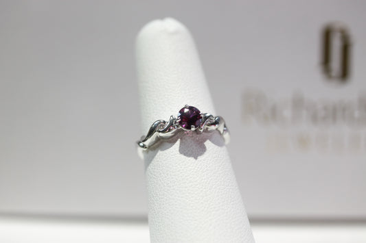 White Gold Grape Garnet Diamond Ring