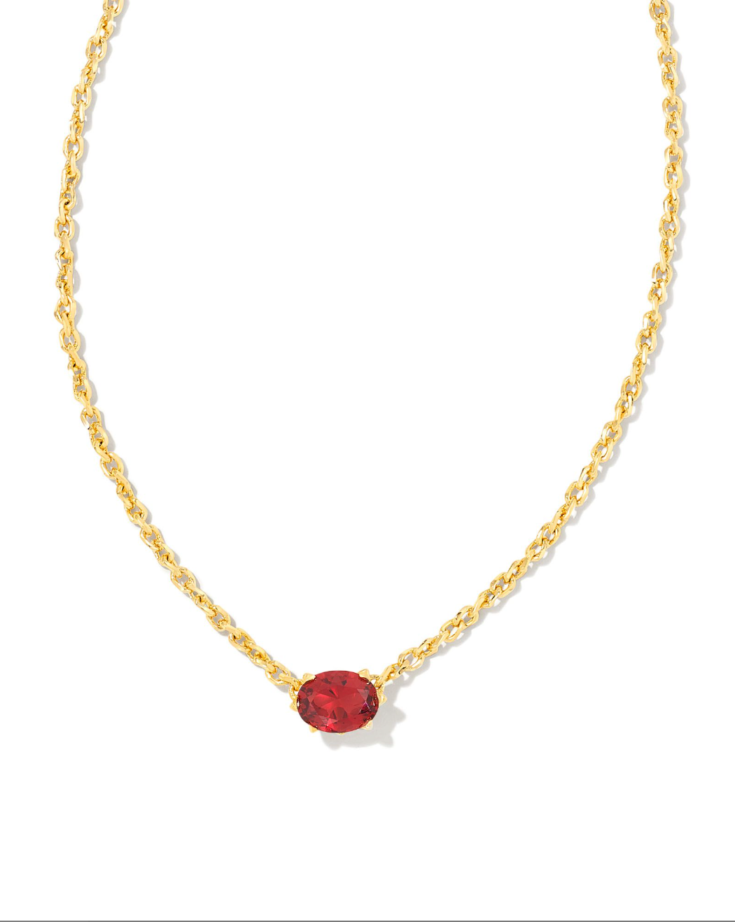 Kendra Scott Gold Plated Dark Red Crystal Pendant (January Birthstone Crystal)