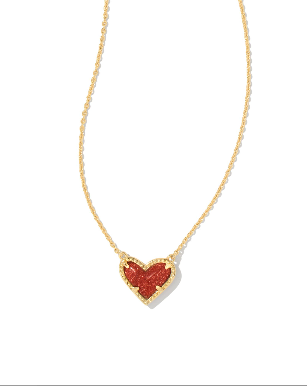 Kendra Scott Gold Plated Burnt Orange Heart Necklace