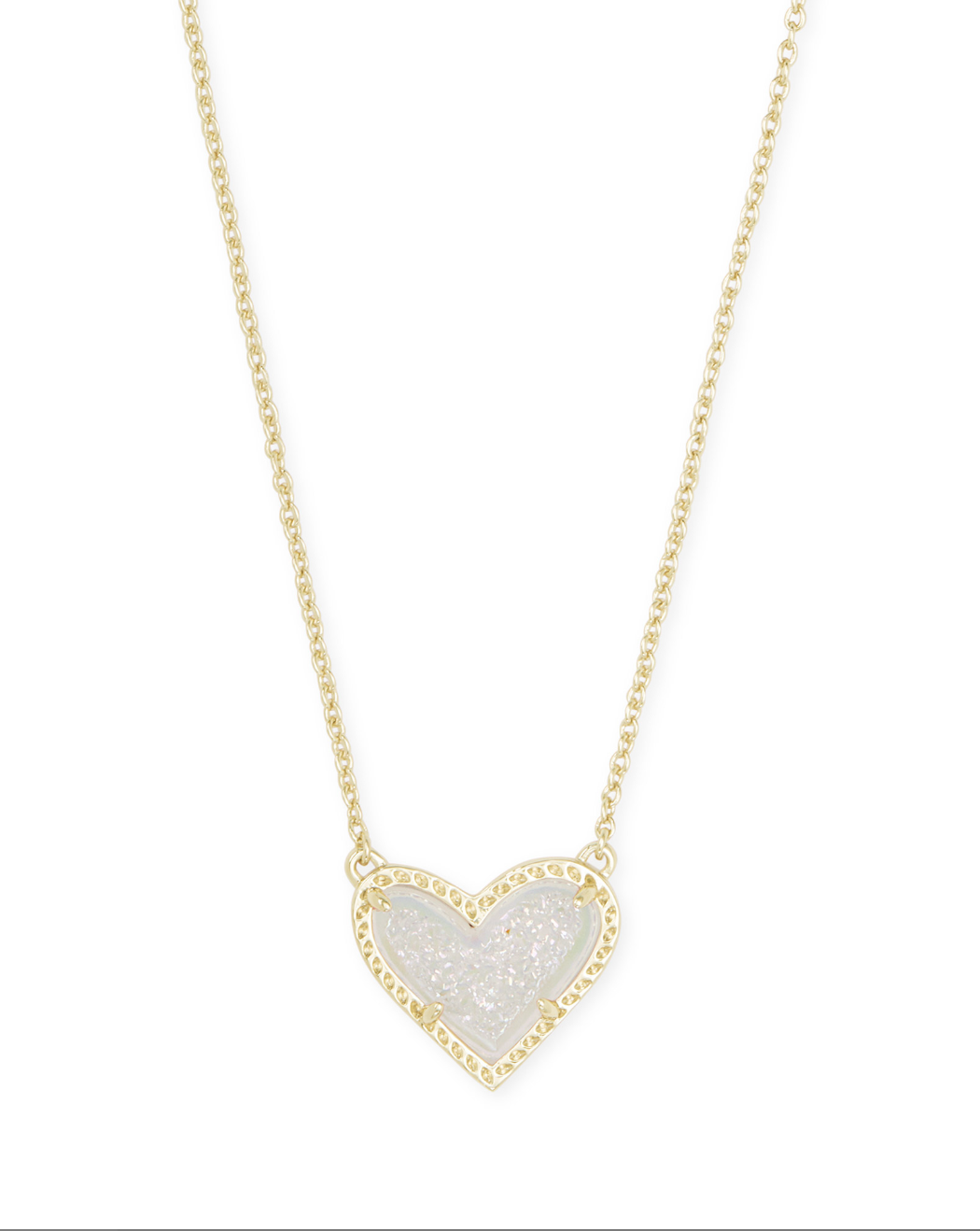 Kendra Scott Gold Plated White Drusy Heart Necklace