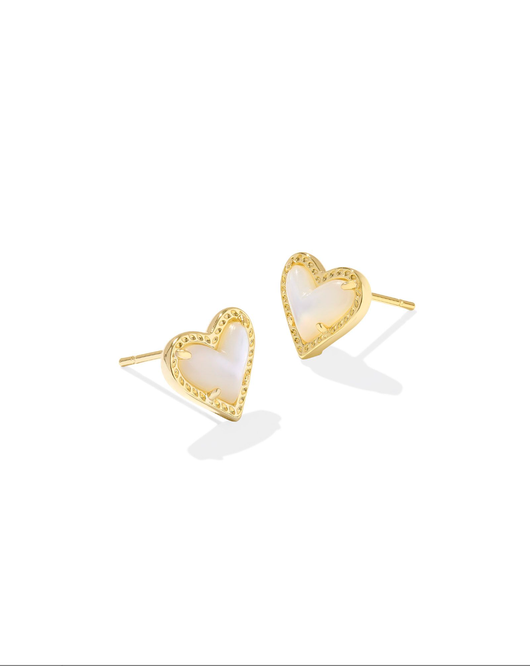 Kendra Scott Gold Plated White Heart Earrings