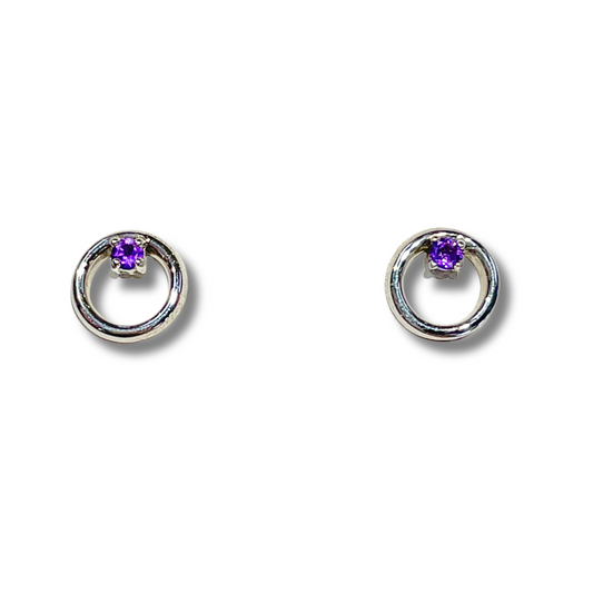 Amethyst Circle Earring