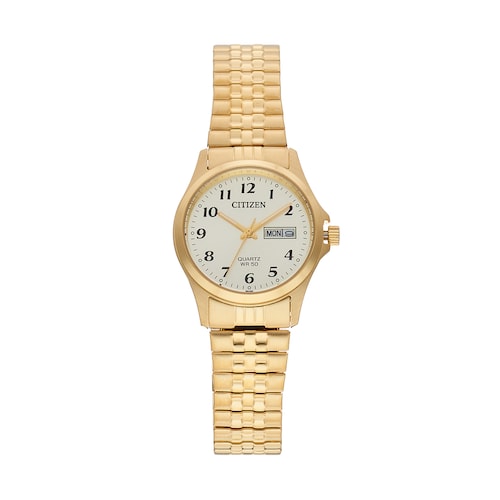 LADIES CITIZEN QUARTZ GOLD TONE WATCH ON EXPANSION BAND