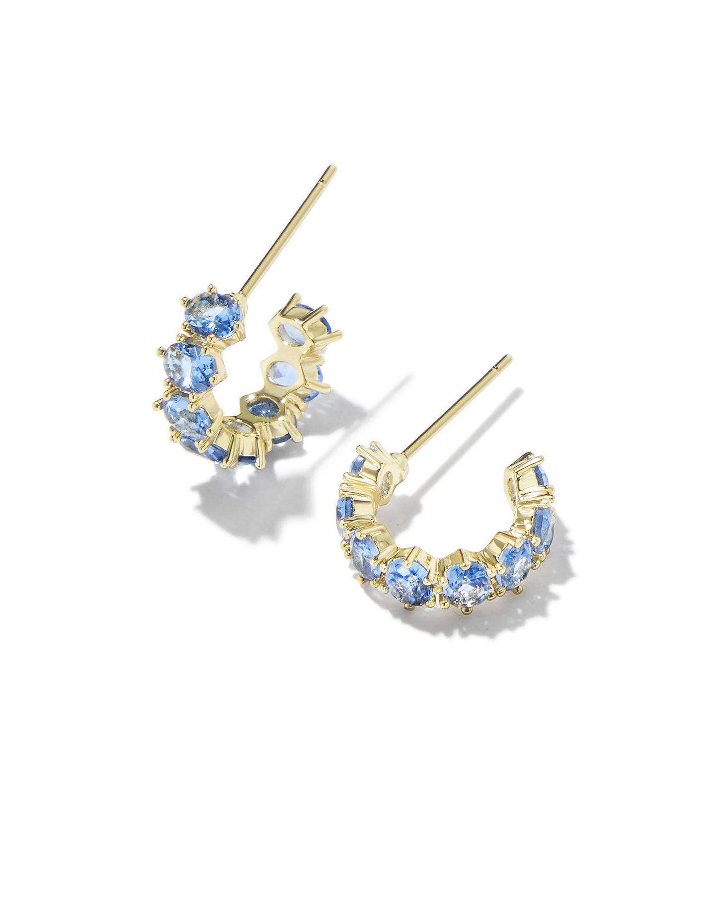 Kendra Scott Gold Plated Blue Crystal Hoop Earrings (December Birthstone Crystal)