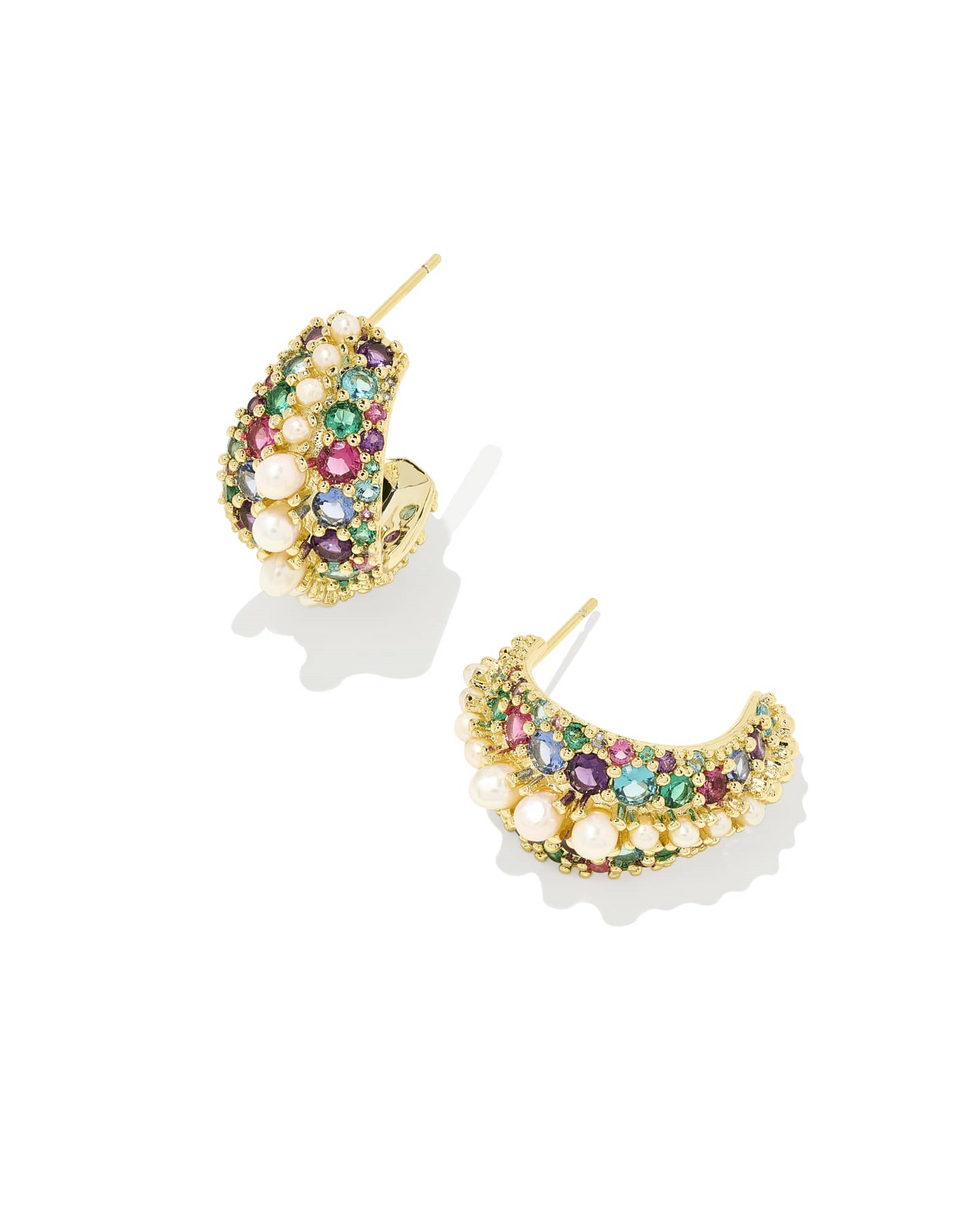 Kendra Scott Gold Plated Multi Crystal Wide Hoops