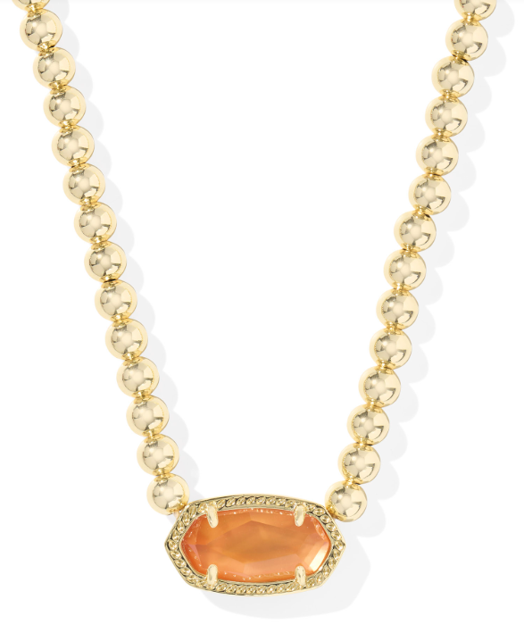 KENDRA SCOTT GOLD PLATED ORANGE MOTHER OF PEARL CRYSTAL NECKLACE