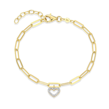 GOLD PLATED STERLING SILVER HEART BRACELET