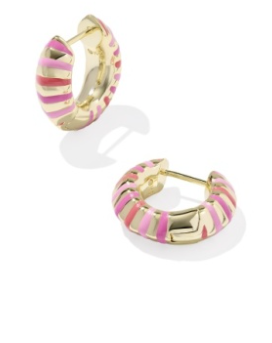 KENDRA SCOTT GOLD PLATED PINK HUGGIE HOOPS