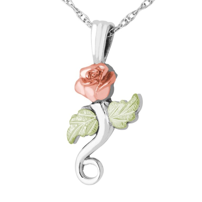 STERLING SILVER & BLACK HILLS GOLD ROSE NECKLACE