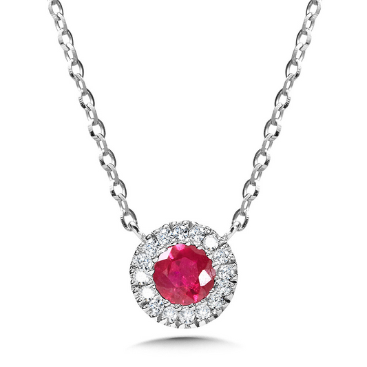 14kt White Gold Diamond and Ruby Necklace