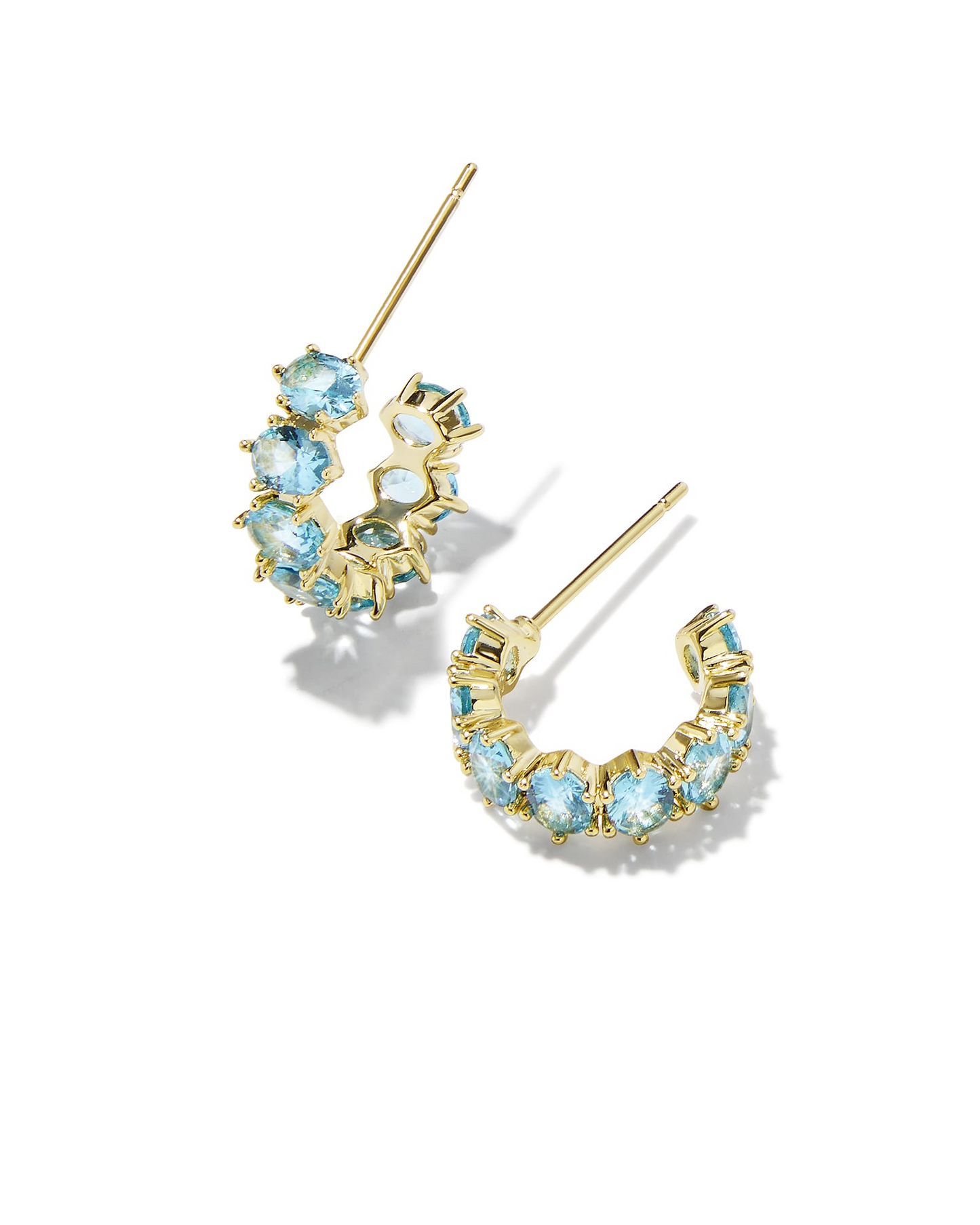 Kendra Scott Gold Plated Aqua Crystal Hoop (March Birthstone Crystal)