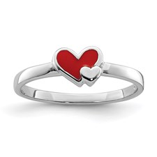 Sterling Silver Childrens Double Heart Ring