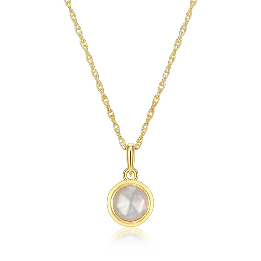 STERLING SILVER GOLD PLATED MOP BEZEL NECKLACE