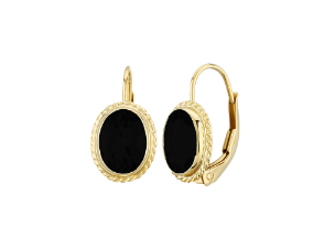 Yellow Gold Onyx Earrings
