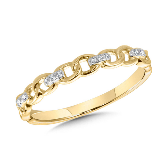 10kt Yellow Gold Diamond Chain Link Ring