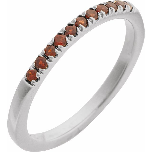 STERLING SILVER STACKABLE RING (GARNET JANUARY BIRTHSTONE)
