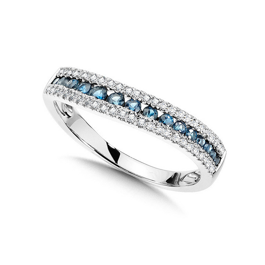 14kt White Gold Diamond and Sapphire Band