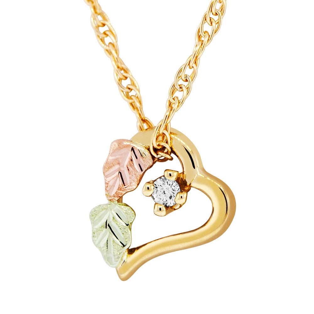 BLACK HILLS GOLD PENDANT ON GOLD FILLED CHAIN W/ LIGHT BROWN DIAMOND ACCENT