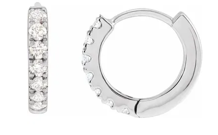 14KT WHITE GOLD HOOPS WITH LAB-GROWN DIAMONDS LGD=.25CTTW