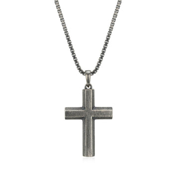 Men's 20" Steel Gray Cross Necklace