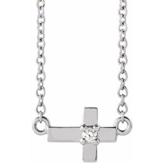SS 16" Diamond Cross Necklace