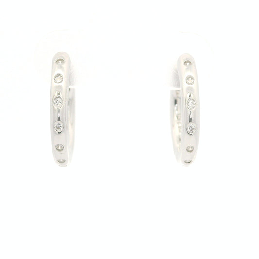 STERLING SILVER HOOPS WITH BEZEL SET CUBIC ZIRCONIA
