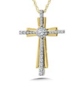 14kt Yellow Gold Diamond Cross Necklace