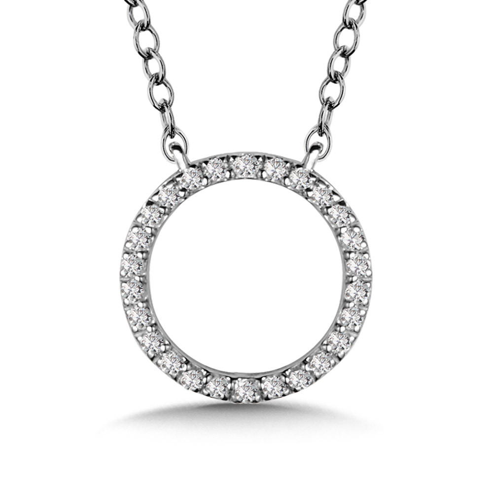 14kt White Gold Diamond Circle Necklace