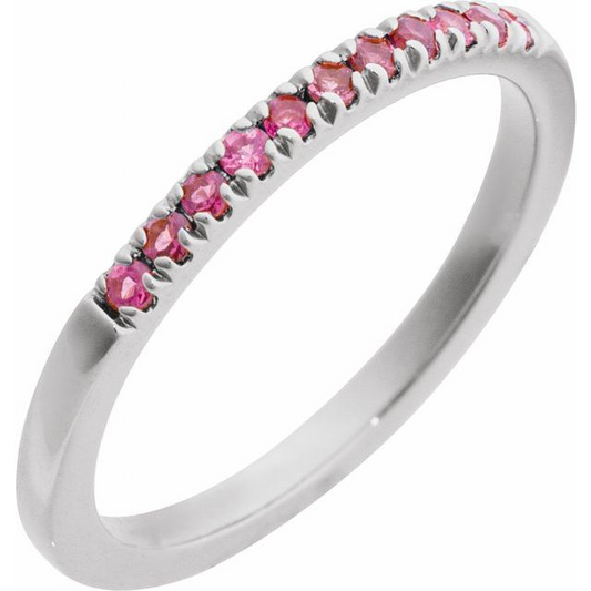 STERLING SILVER PINK TOURMALINE STACKABLE RING (OCTOBER BIRTHSTONE)