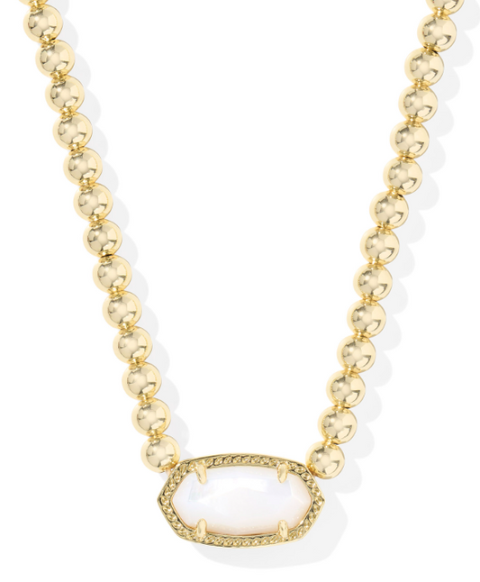 KEDNRA SCOTT GOLD PLATED ELISA MOTHER OF PEARL CRYSTAL NECKLACE
