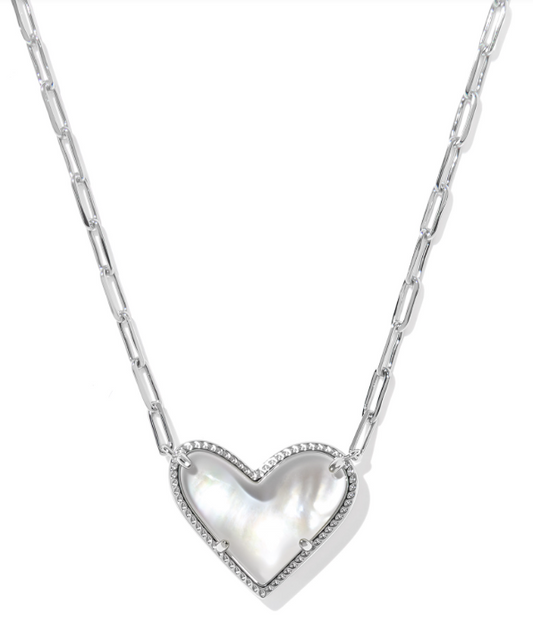 KENDRA SCOTT MOTHER OF PEARL HEART NECKLACE
