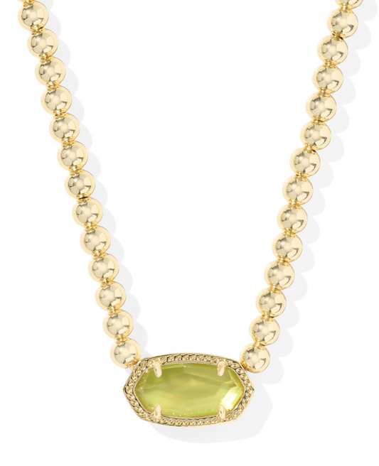 KENDRA SCOTT GOLD PLATED GREEN MOTHER OF PEARL CRYSTAL PENDANT