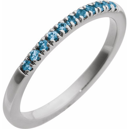 STERLING SILVER STACKABLE RING (BLUE TOPAZ DECEMBER BIRTHSTONE)