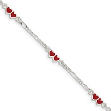 Sterling Silver Childrens Double Heart Bracelet
